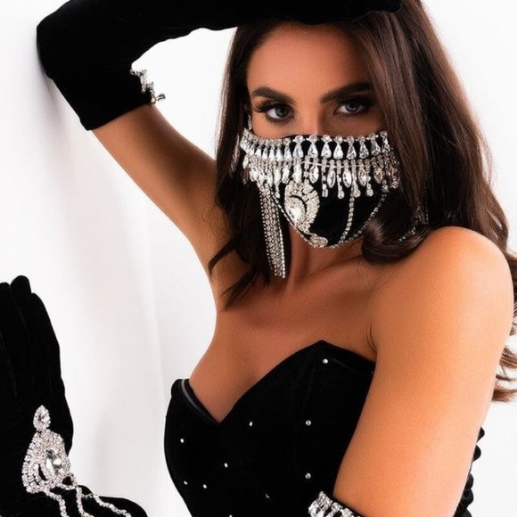 Rhinestone Face Mask - Picture 2 of 5